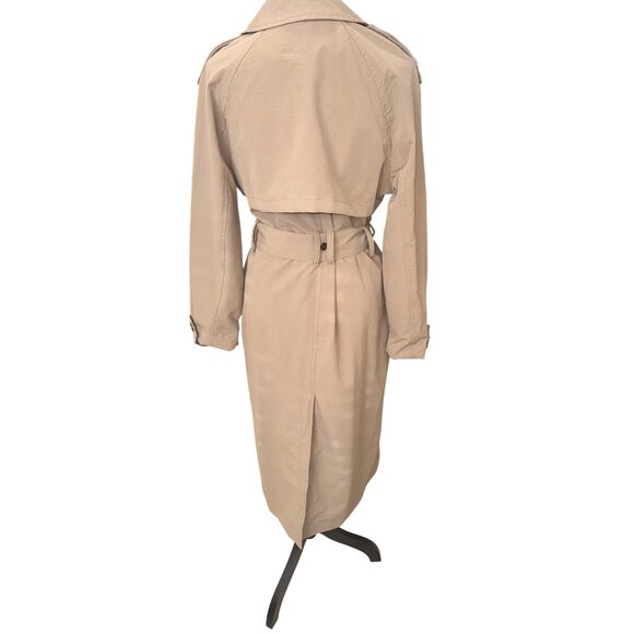 A New Day Womens S Beige Lined Trench Coat S Double-Breasted City Classic Money - Picture 3 of 13